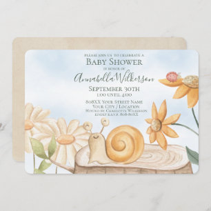 Invitation Cute Snail et Ladybug Garden Baby shower à thème
