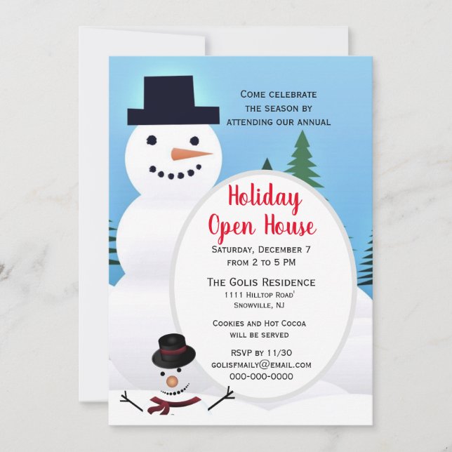 Invitation Cute Snowman Noël Holiday Open House (Devant)