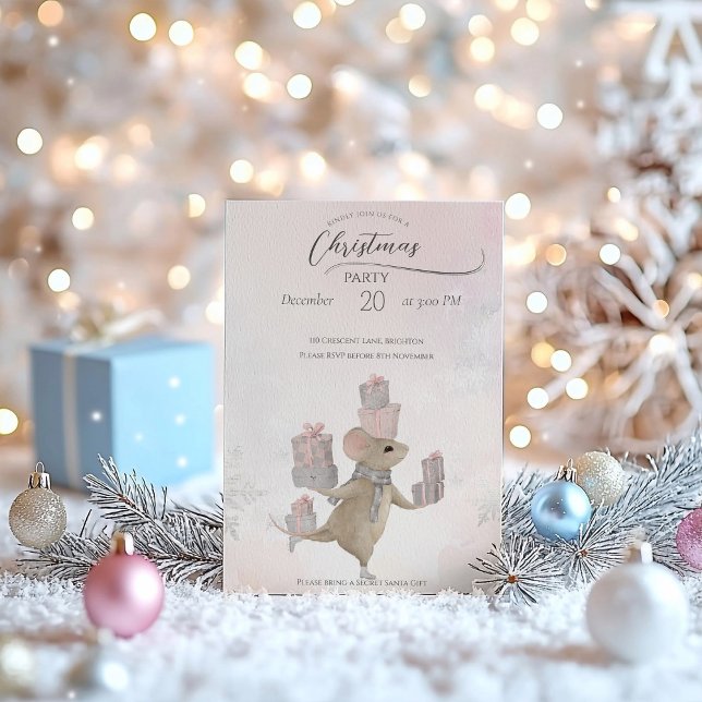 Invitation Cute souris avec cadeaux de Noël (Créateur téléchargé)