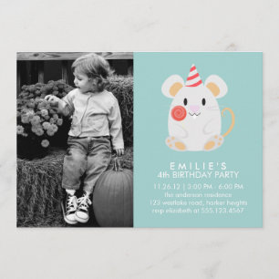 Invitation Cute Souris Enfants Photo Anniversaire