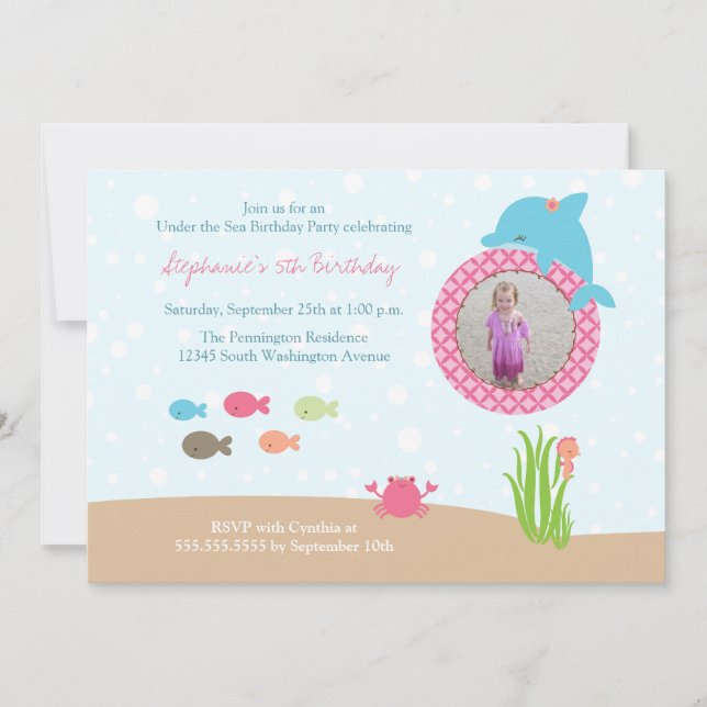 Invitation Cute sous l'invitation de la fête d'anniversaire d (Devant)