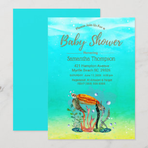 Invitation Cute sous-marine Baby shower de tortue de mer Invi