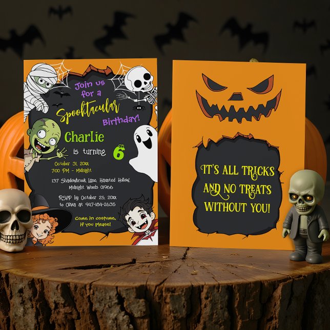 Invitation Cute Spooktacular Halloween Monster fête d'anniver (Créateur téléchargé)