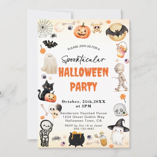 Invitation Cute Spooktacular Halloween Party (Devant)