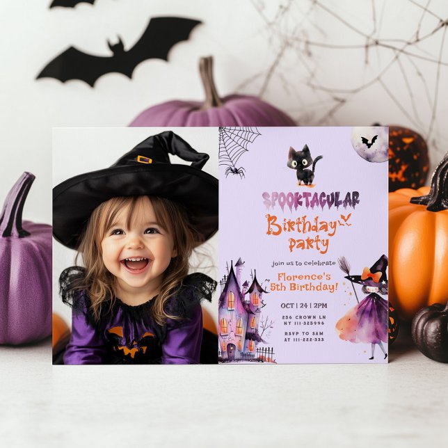 Invitation Cute Spooktacular photo d'anniversaire Halloween f (Créateur téléchargé)