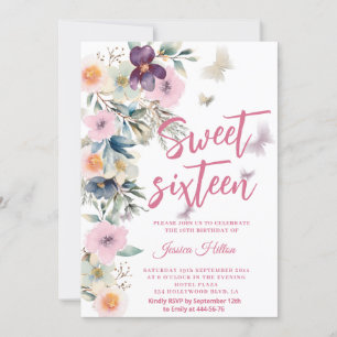 Invitation Cute Spring Butterfly boho floral doux 16