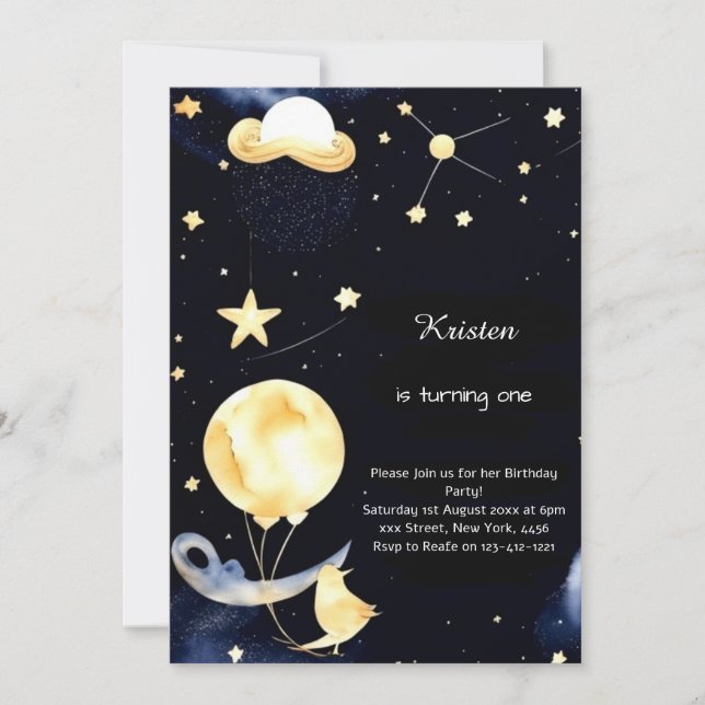 Invitation Cute Stardust Enfants Anniversaire (Devant)