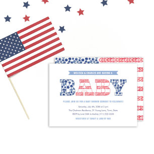 Invitation Cute Stars et Stripes Couples Baby shower Party