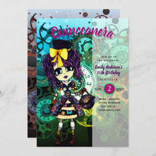 Invitation Cute STEAMPUNK Girl Cosplay Anniversaire