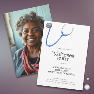 Invitation Cute Stethoscope Doctor Nurse Retraite Photo