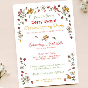 Invitation Cute Strawberry Thème Nouveau Accueil Fête du réch