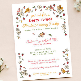 Invitation Cute Strawberry Thème Nouveau Accueil Fête du réch