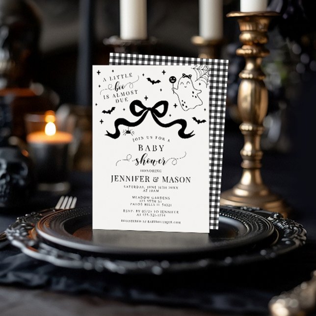 Invitation Cute Stylish Petit Boo Ghost Bow Baby Girl Douche (Créateur téléchargé)