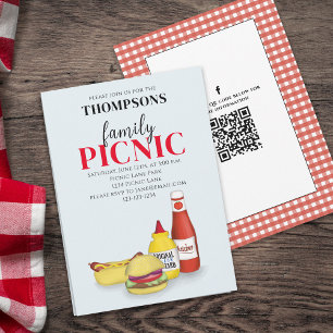 Invitation Cute Summer Picnic Trendy QR Code Social Media