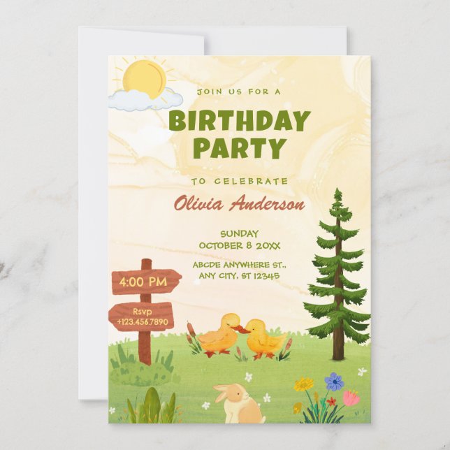 Invitation Cute sunny birthday (Devant)