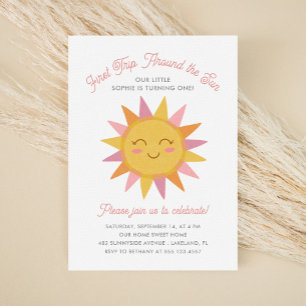 Invitation Cute Sunshine Premier voyage autour du soleil Anni