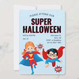 Invitation Cute Superhero Enfants Halloween Party Nouvelle va