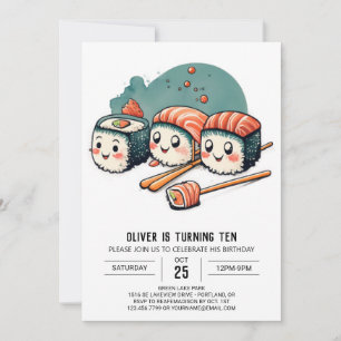 Invitation Cute Sushi Wonderland Printemps