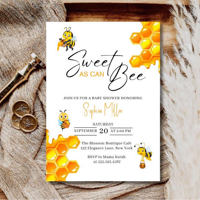 Invitation Cute Sweet As Can Bee Baby Shower (Créateur téléchargé)