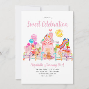 Invitation Cute Sweet Celebration Candyland Anniversaire de e