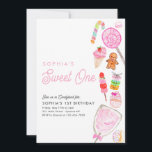 Invitation Cute SWEET ONE Candy Kids Candyland 1er anniversai<br><div class="desc">Cute SWEET ONE Candy Kids Candyland 1er anniversaire Invitation</div>
