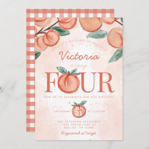 Invitation Cute Sweet Peach tournant QUATRE fête d'anniversai