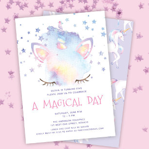 Invitation Cute Sweet Rainbow Unicorn Fête d'anniversaire fil
