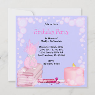 Invitation CUTE Sweet Spa Bain Massage et Beauty Party Invit
