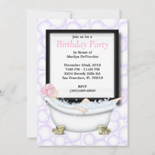 Invitation CUTE Sweet Spa Bain Massage et Beauty Party Invit