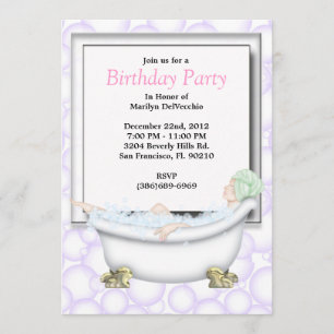 Invitation CUTE Sweet Spa Bath Massage and Beauty Party Invit