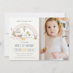 Invitation Cute Swete One Candy Land Photo`1er anniversaire