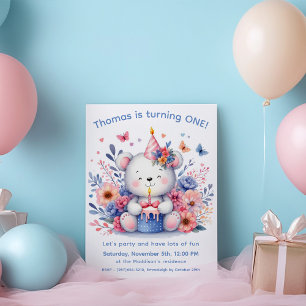 Invitation Cute Teddy Bear 1er anniversaire
