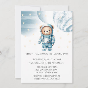 Invitation Cute Teddy Bear Astronaut fête d'anniversaire