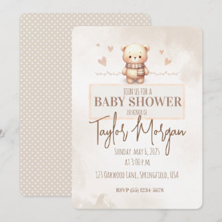 Invitation Cute Teddy Bear Baby Shower
