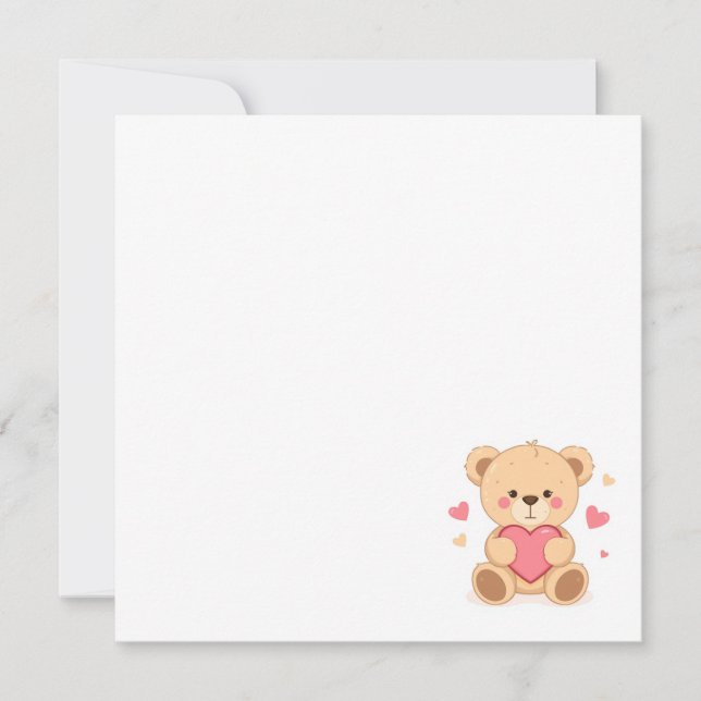 Invitation Cute Teddy Bear Holding Heart – Valentine Love Ill (Devant)