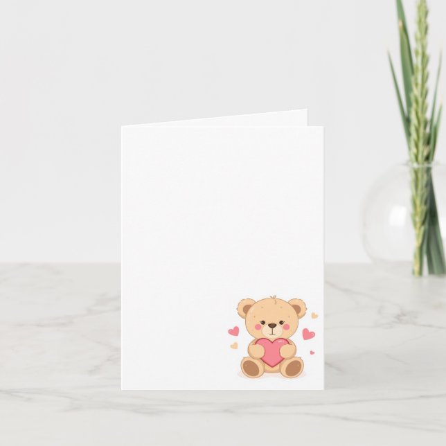 Invitation Cute Teddy Bear Holding Heart – Valentine Love Ill (Devant)