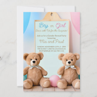 Invitation Cute Teddy Bear Lui ou Elle Révélation de genre