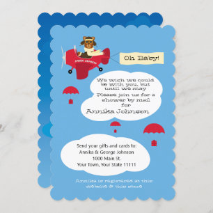 Invitation Cute Teddy Bear Pilote avion douche par la poste