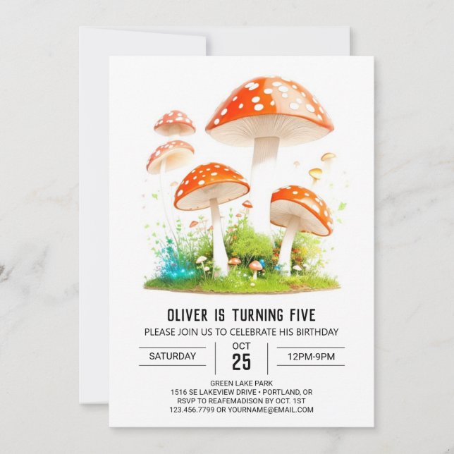 Invitation Cute Toadstool Royaume Anniversaire de enfant (Devant)