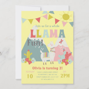 Invitation Cute Tout Llama Fun Anniversaire de enfant Thème