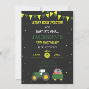 Invitation Cute Tractor Farm 3e anniversaire Confetti Invitat