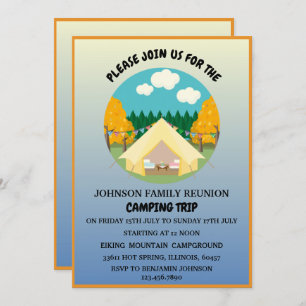 Invitation Cute Tree & Tente Summer Camping Réunion en famill