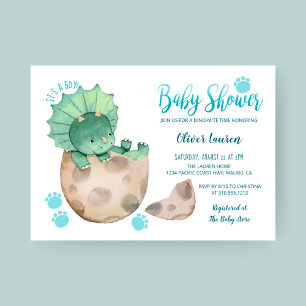 Invitation Cute Triceratops Dinosaur Tracks Baby shower Garço