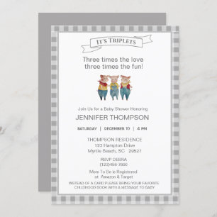 Invitation Cute Trois Petits Cochons Thème Baby shower Bleu