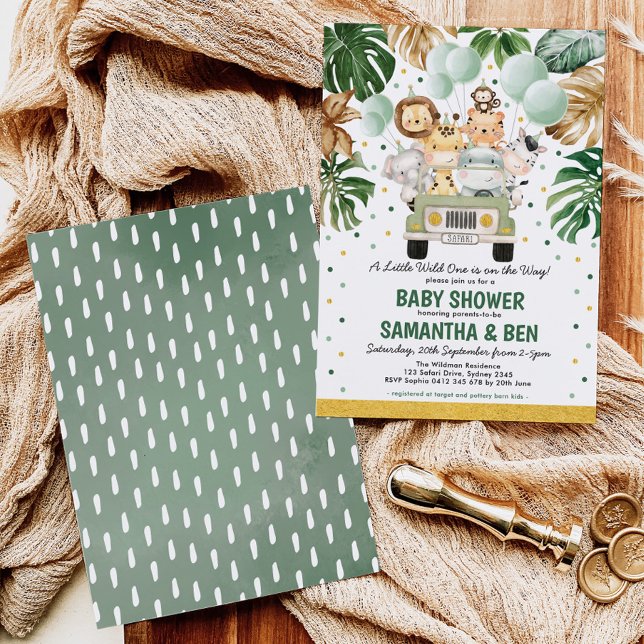Invitation Cute Tropical Safari Jungle Animaux Baby shower (Créateur téléchargé)