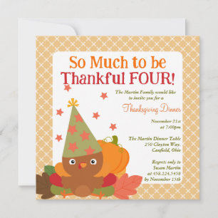 Invitation Cute Turquie Thanksgiving Dîner 4e anniversaire