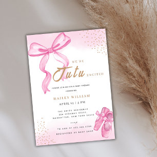 Invitation Cute TuTu Ballerina Chaussures Bow Baby shower fil