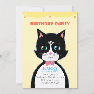 Invitation Cute Tuxedo Anniversaire de enfant Party Invitatio