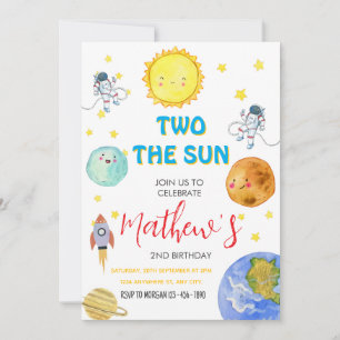 Invitation Cute Two Le Soleil 2ème Anniversaire