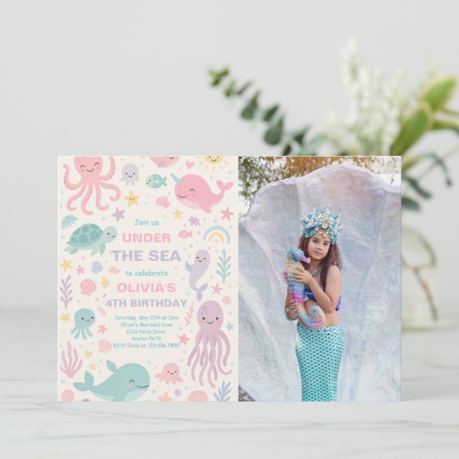 Invitation Cute Under the Sea Anniversaire Photo (Debout devant)